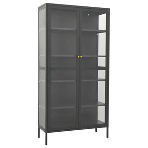 vidaXL Vitrina de acero y vidrio templado gris antracita 90x40x180 cm