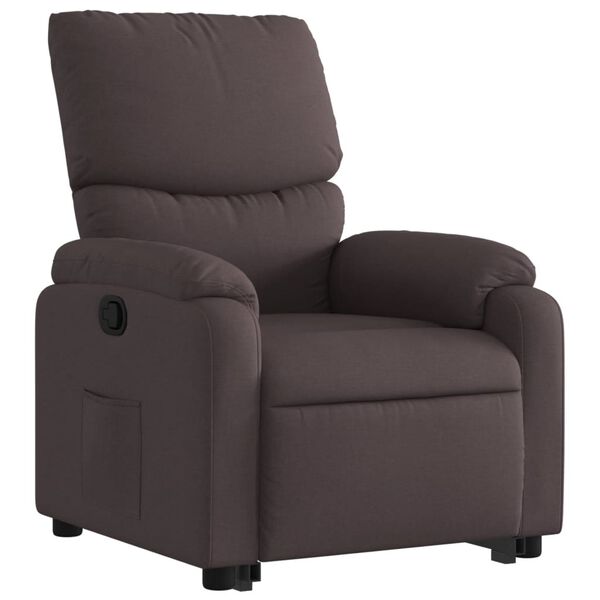 vidaXL Sill&oacute;n reclinable elevable tela marr&oacute;n oscuro