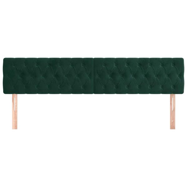 vidaXL Cabeceros 2 unidades de terciopelo verde oscuro 90x7x78/88 cm