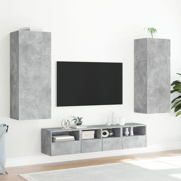 vidaXL Mueble de TV de pared madera gris hormig&oacute;n 40,5x30x102 cm