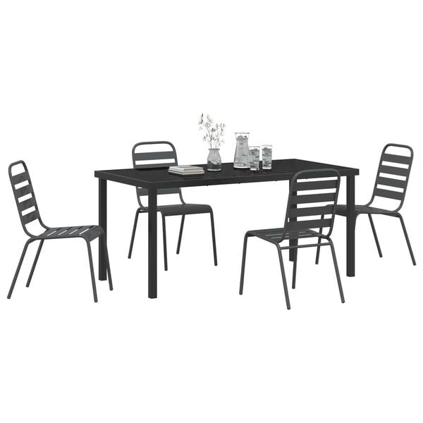 vidaXL Conjunto de Comedor de Jard&iacute;n 5 pcs Antracita