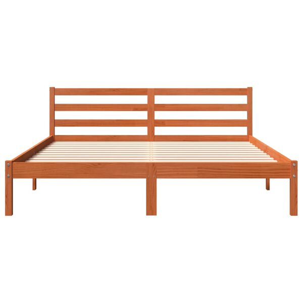 vidaXL Cama sin colch&oacute;n madera maciza de pino marr&oacute;n cera 160x200 cm