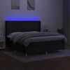 vidaXL Cama box spring colch&oacute;n y luces LED tela negro 160x200 cm