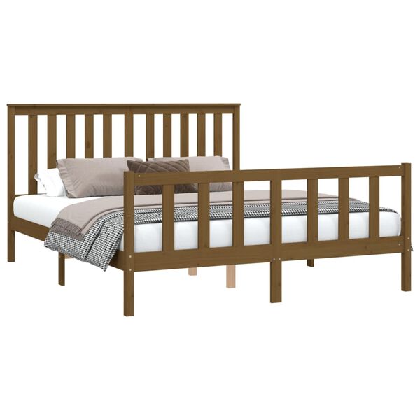 vidaXL Estructura cama con cabecero madera pino marr&oacute;n miel 150x200cm