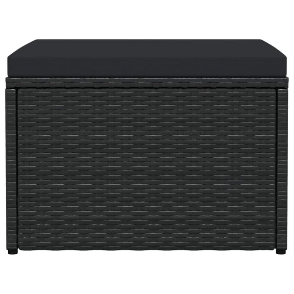 vidaXL Reposapi&eacute;s de jard&iacute;n con coj&iacute;n rat&aacute;n sint&eacute;tico negro