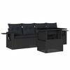 vidaXL Set de muebles de jard&iacute;n 5 pzas y cojines rat&aacute;n sint&eacute;tico negro