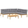 vidaXL Set de sof&aacute;s de palets de jard&iacute;n y cojines 4 pzas madera acacia