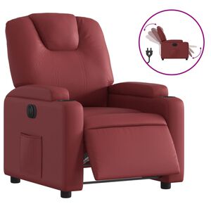 vidaXL Sill&oacute;n reclinable el&eacute;ctrico de cuero sint&eacute;tico rojo tinto