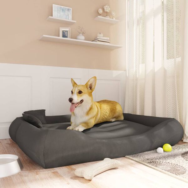 vidaXL Coj&iacute;n perros con almohadas tela oxford gris oscuro 135x110x23cm
