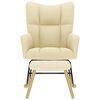 vidaXL Sill&oacute;n mecedora con taburete tela color crema
