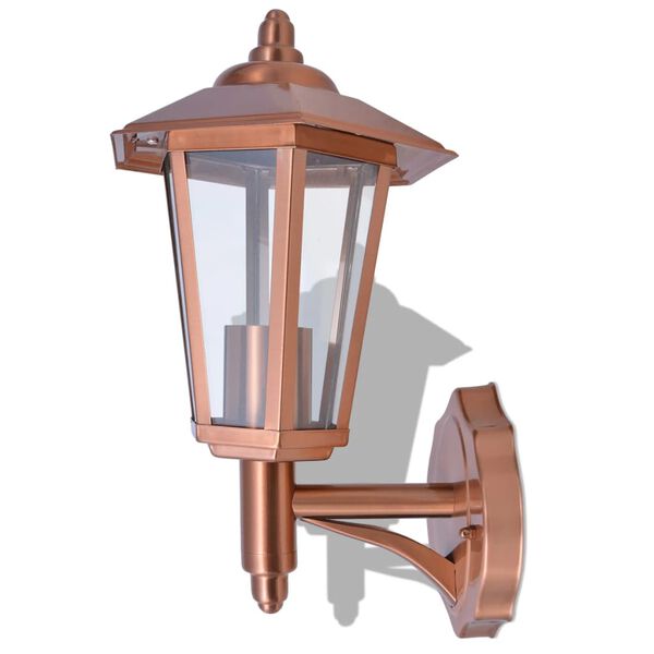 vidaXL Lámpara farol de pared para exterior acero inoxidable color cobre