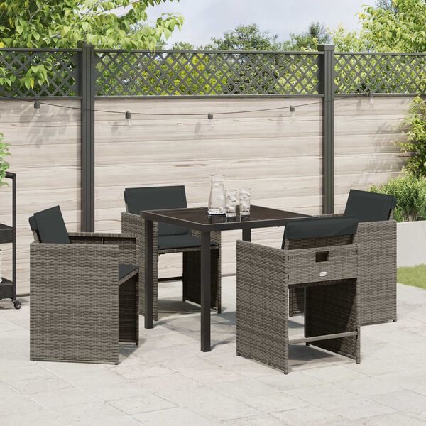 vidaXL Conjunto de Comedor de Jardín 5 pcs Gris ratán sintético