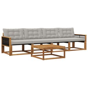 vidaXL Conjunto de sof&aacute;s de exterior 5 pcs Natural y Gris Claro