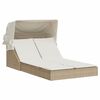 vidaXL Tumbona doble con capota y cojines rat&aacute;n sint&eacute;tico beige