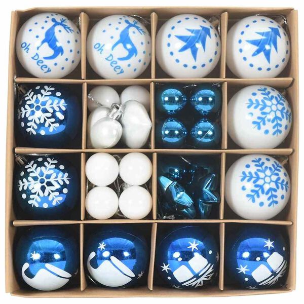 vidaXL Juego de Esferas de Navidad 40 pcs Azul y Pl&aacute;stico