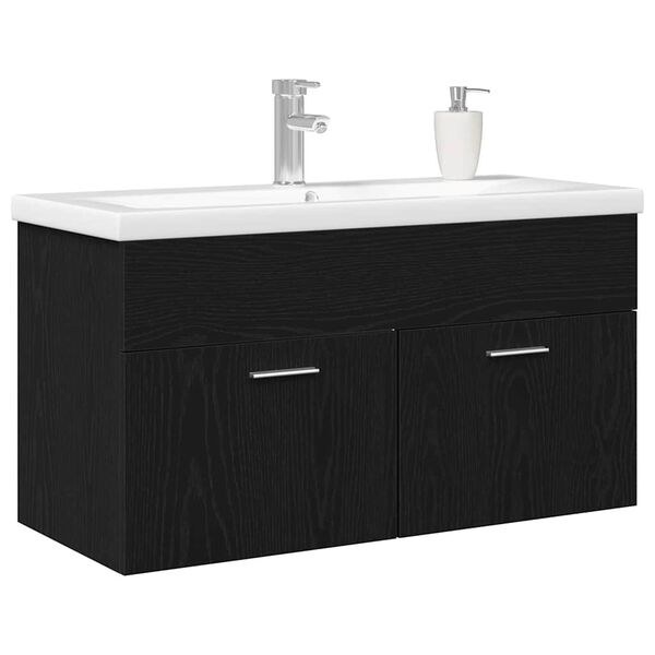 vidaXL Mueble de Cuarto de Ba&ntilde;o Roble Negro 90 x 38,5 x 46 cm