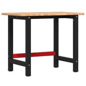 vidaXL Banco de trabajo rectangular madera maciza roble 100x60x81,5 cm