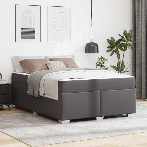 vidaXL Estructura de cama con colch&oacute;n Gris 160 x 200 cm tela