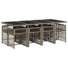 vidaXL Set comedor jard&iacute;n 9 pzas y cojines rat&aacute;n sint&eacute;tico gris