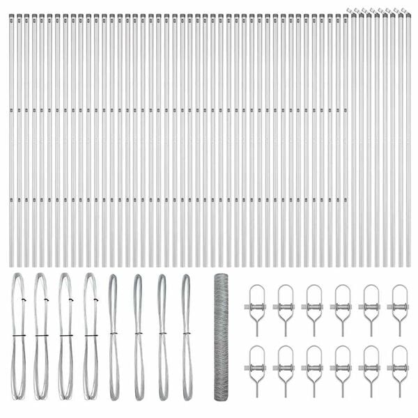 vidaXL Poste de Valla Plateado 100 x 1 m (malla de 50 mm) Acero