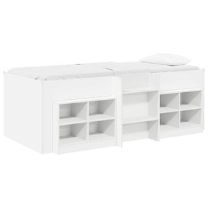 vidaXL Marco de cama loft con armario con estante 3 uds. Blanco