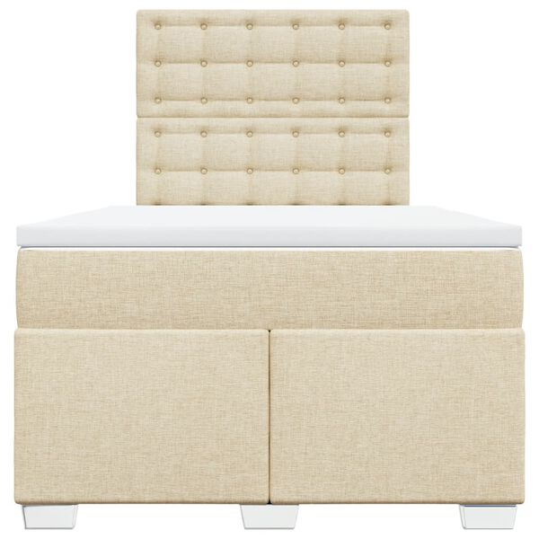 vidaXL Cama box spring con colch&oacute;n tela color crema 120x200 cm