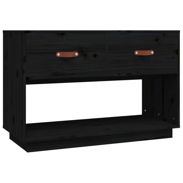 vidaXL Mueble de TV madera maciza de pino negro 90x40x60 cm