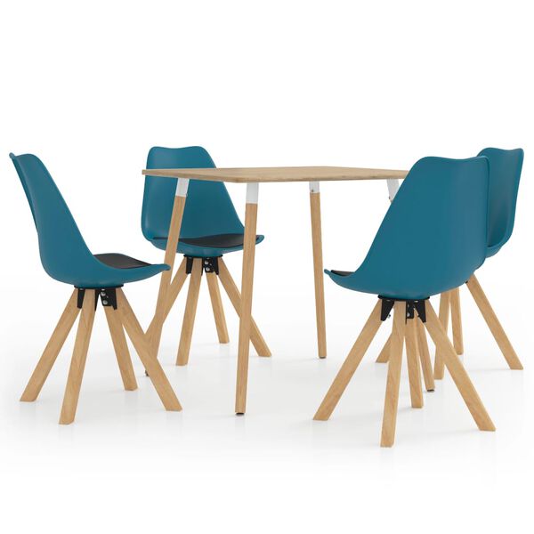 vidaXL Juego de comedor 5 piezas negro y turquesa