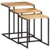 vidaXL Mesas apilables 3 piezas madera maciza de acacia
