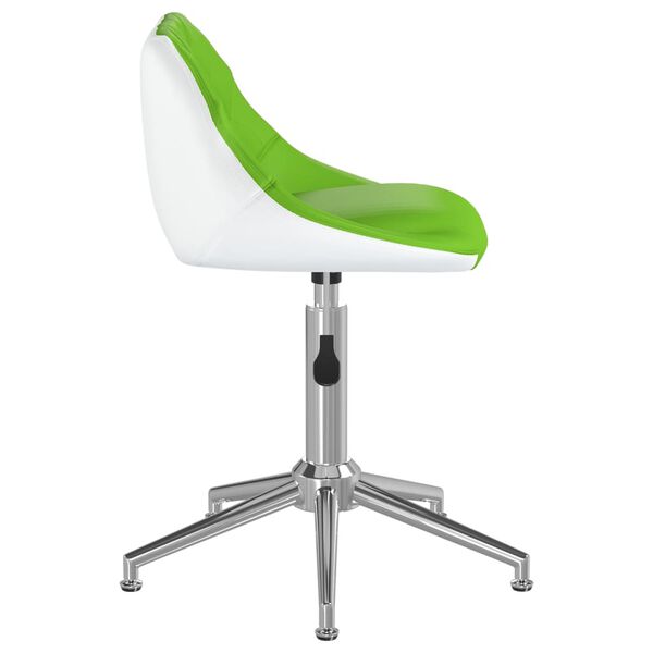 vidaXL Silla de comedor giratoria de cuero sint&eacute;tica verde y blanco