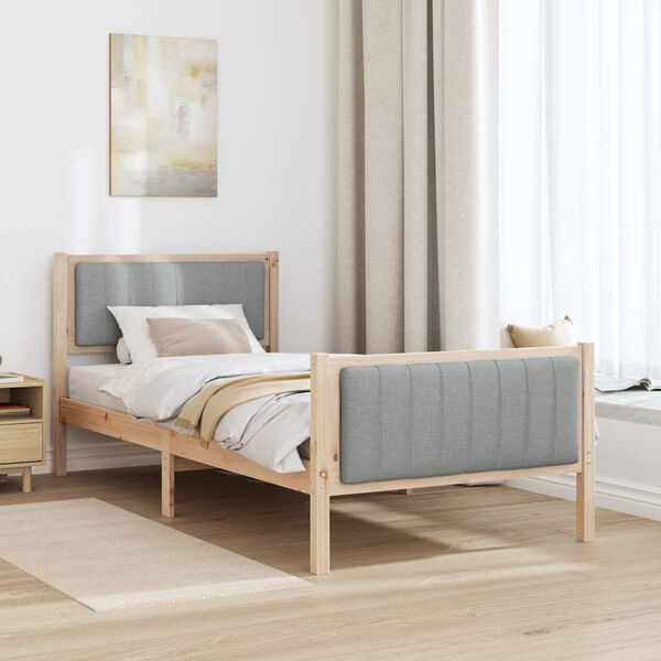 vidaXL Estructura de cama con cabecera Marrón y gris claro 90 x 190 cm