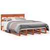 vidaXL Cama sin colch&oacute;n madera maciza de pino marr&oacute;n cera 140x190 cm