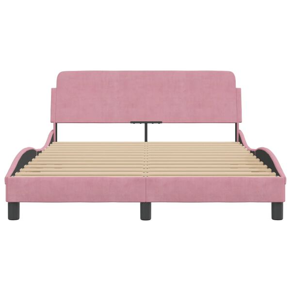 vidaXL Estructura de cama con cabecero Dover terciopelo rosa 140x190 cm