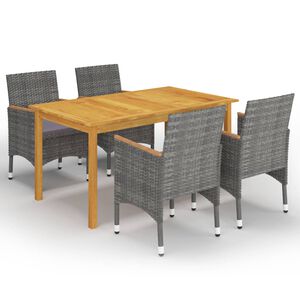 vidaXL Juego de comedor de jard&iacute;n de 5 piezas gris