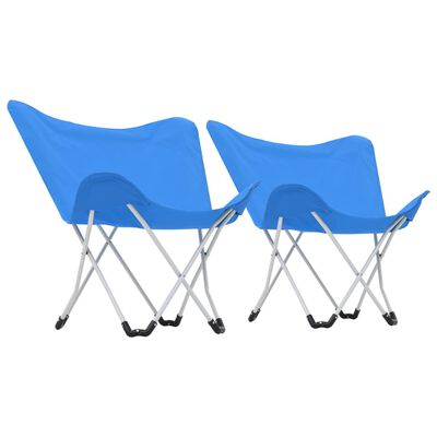 vidaXL Sillas de camping estilo mariposa plegables 2 unidades azul