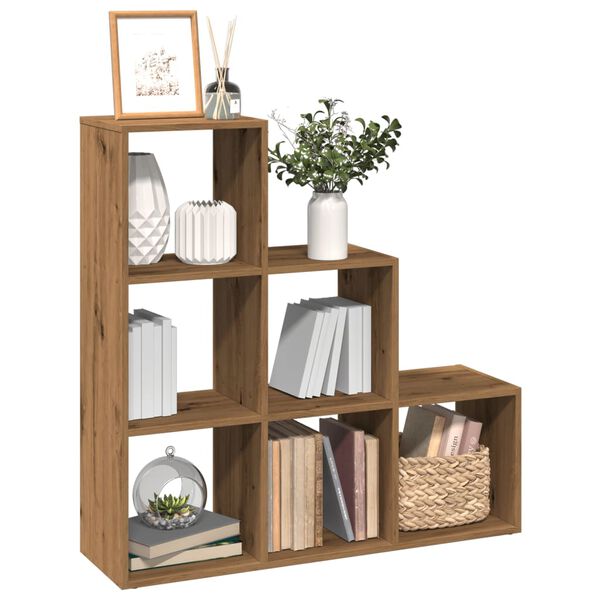 vidaXL Librer&iacute;a divisor 3 niveles madera roble artisan 99x29x99 cm