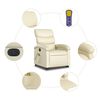 vidaXL Sillón de masaje elevable eléctrico cuero sintético crema