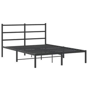vidaXL Estructura cama sin colch&oacute;n con cabecero metal negro 135x190 cm
