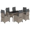 vidaXL Set comedor jard&iacute;n 7 pzas y cojines rat&aacute;n sint&eacute;tico gris