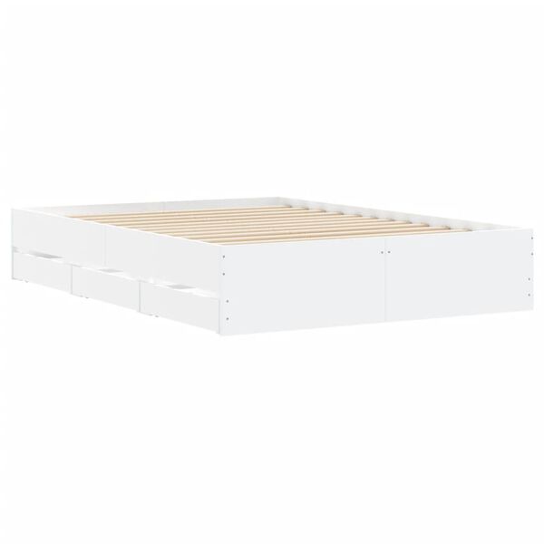 vidaXL Cama con cajones madera de ingenier&iacute;a blanco 120x190 cm