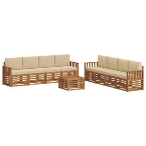 vidaXL Juegos de sof&aacute;s 9 pcs Natural y Beige Madera de Acacia S&oacute;lida