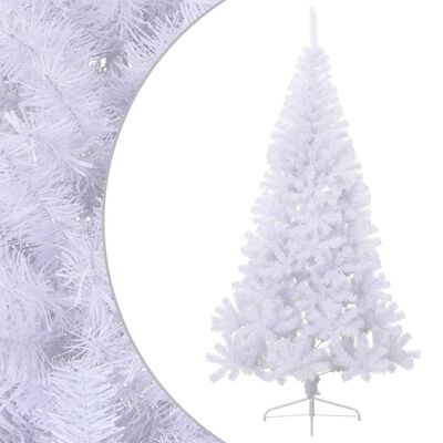 vidaXL Medio árbol de Navidad artificial con soporte PVC blanco 180 cm