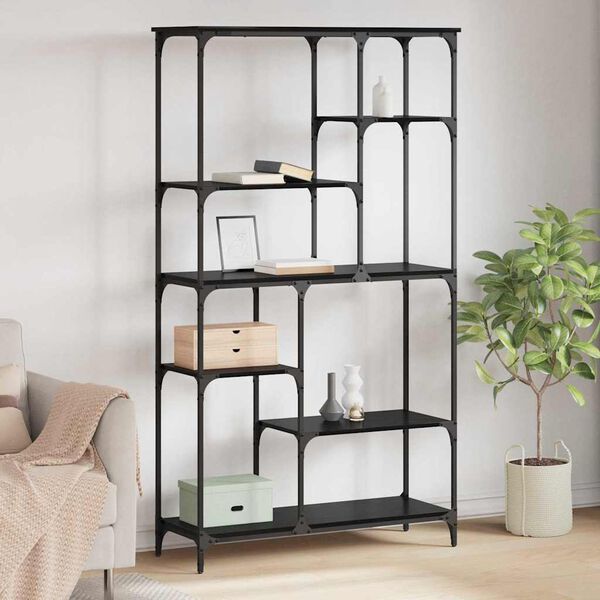 vidaXL Estante de libros Roble Negro 99 x 35,5 x 176 cm