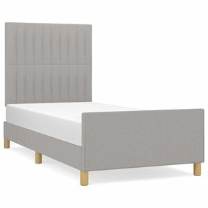vidaXL Estructura de cama sin colch&oacute;n tela gris claro 90x190 cm