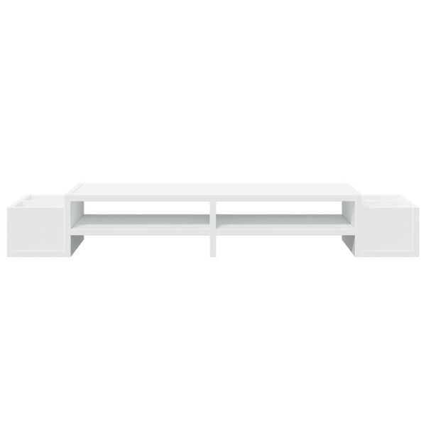vidaXL Soporte de pantalla con almacenaje madera blanco 100x27x15cm