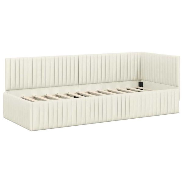 vidaXL Estructura de cama en esquina Crema 80 cm x 200 cm Terciopelo