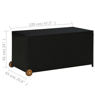 vidaXL Caja de almacenaje de jardín ratán sintético negro 120x65x61 cm
