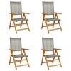 vidaXL Sillas plegables reclinables, 4 unidades, polirat&aacute;n gris y madera maciza.