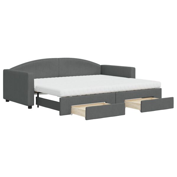 vidaXL Sofá cama nido con cajones tela gris oscuro 90x200 cm