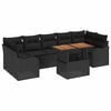 vidaXL Conjunto de sof&aacute;s de jard&iacute;n 8 uds. Negro rat&aacute;n sint&eacute;tico